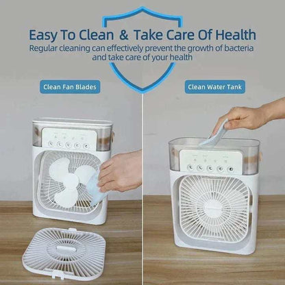 *💨❄️ *"Whoa! It’s Cool, It’s Fresh, It’s Glowing!"* – 3-in-1 Portable Air Cooler, Fan & Humidifier with LED Light at *2499/-* only | USB Powered for Home, Office & Travel*