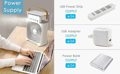 *💨❄️ *"Whoa! It’s Cool, It’s Fresh, It’s Glowing!"* – 3-in-1 Portable Air Cooler, Fan & Humidifier with LED Light at *2499/-* only | USB Powered for Home, Office & Travel*