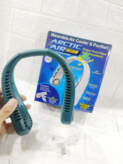  🧊 *Arctic Air Freedom* Wearable Neck Fan – 3-Speed Air Cooler & Purifier | Hands-Free Cooling for Home, Travel & Outdoors !