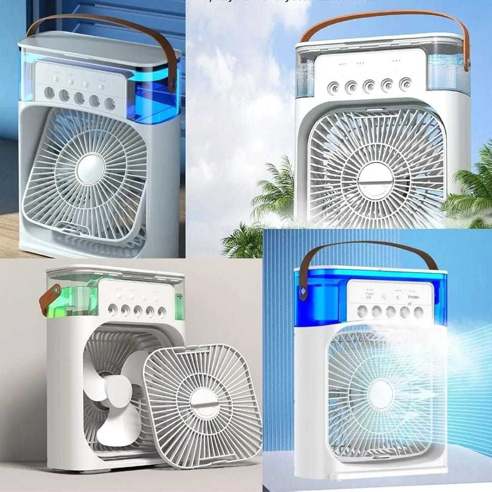 *💨❄️ *"Whoa! It’s Cool, It’s Fresh, It’s Glowing!"* – 3-in-1 Portable Air Cooler, Fan & Humidifier with LED Light at *2499/-* only | USB Powered for Home, Office & Travel*